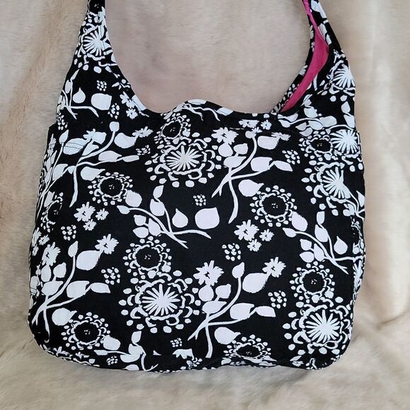 THIRTY-ONE BLACK FLORAL BRUSHSTROKE INSIDE OUT REVERSIBLE TOTE BAG - NWOT - Picture 3 of 12